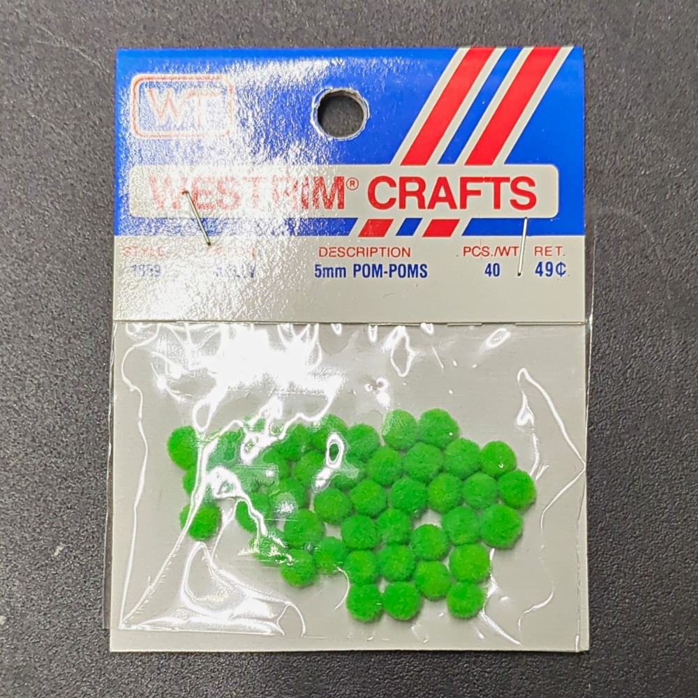 Westtrim Crafts Craft Pom Pom Fuzzies 5mm Green 40 pcs for DIY Crafts